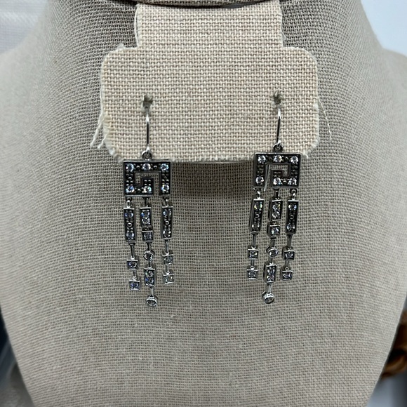 Vintage Diamonique Sterling Silver Dangle Earrings - Picture 6 of 16